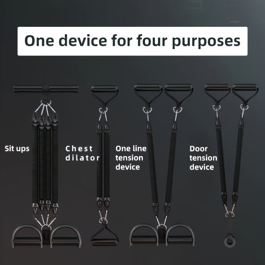 A Set Of Adjustable Resistance Tension Bands With Foot Pedals And Handles, High Resistance Level, Anti Fall, Suitable For Fitness Training, Body Stretching, And Abdominal Muscle Exercises