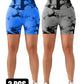 2 Pack 3-ROW HOOK Seamless Sexy Tie Dye Shorts Scrunch Butt Lifting Tummy Control High Waist Quick Drying Sports Yoga Shorts