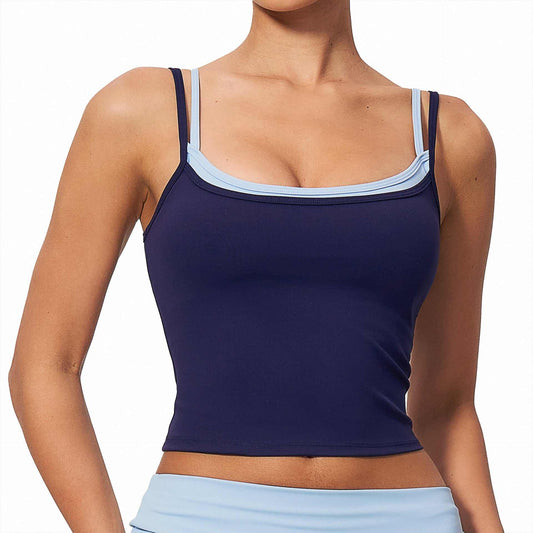 Women wearing colorful quick-drying yoga tank tops with double straps for workout and sports