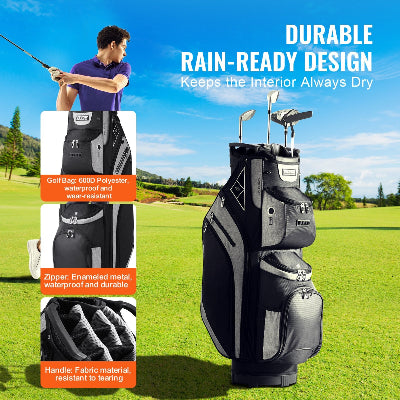 Elite Series 14-Way Golf Cart Bag – Stealth Black Color-Block