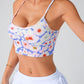 Women's Summer New Cross Thin-Strap Floral Print Daily Sports Bra