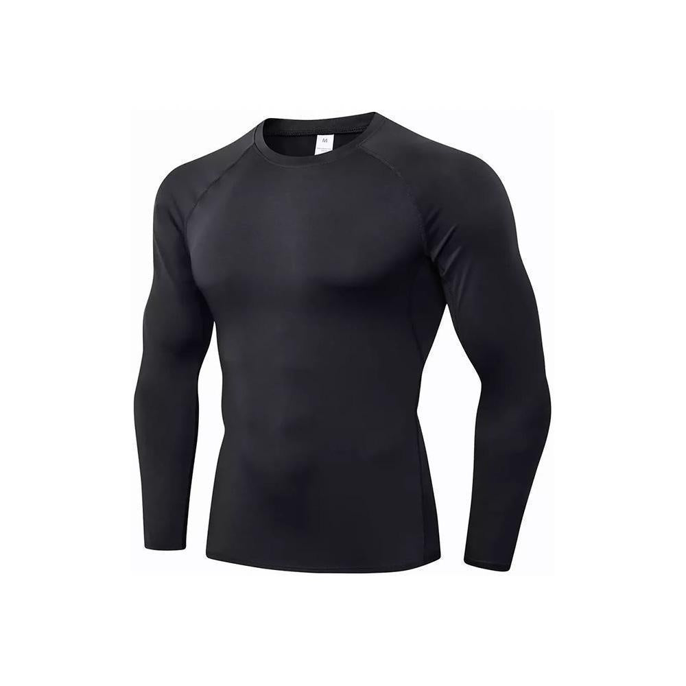 Men's long-sleeve muscle-fit athletic workout polyester T-shirt in multiple colors and sizes