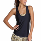 Leopard Sports Bra Tankini Swimsuit with Black Vest