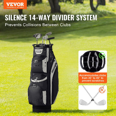 Elite Series 14-Way Golf Cart Bag – Stealth Black Color-Block