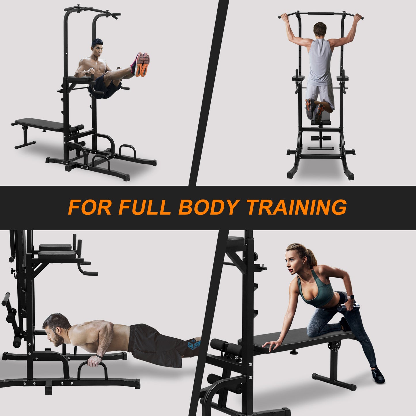 Power Tower with Bench – Heavy‑Duty Pull Up & Dip Station, Adjustable Multi‑Function Fitness Rack