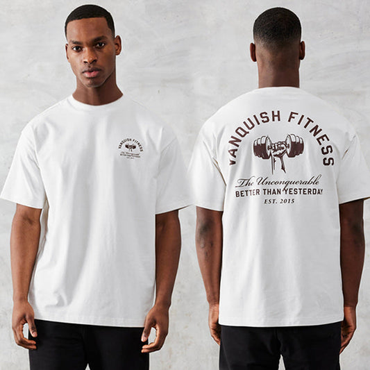 White Muscle Workout Brothers sports T-shirt with short sleeves for men, cotton pullover in solid color