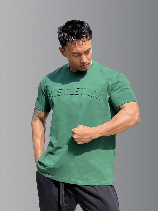 Men's sports loose cotton workout short sleeve T-shirt in various solid colors for youth athletes