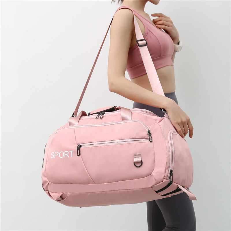Waterproof Oxford fabric luggage bag for women with large capacity and shoe compartment, ideal for travel and fitness