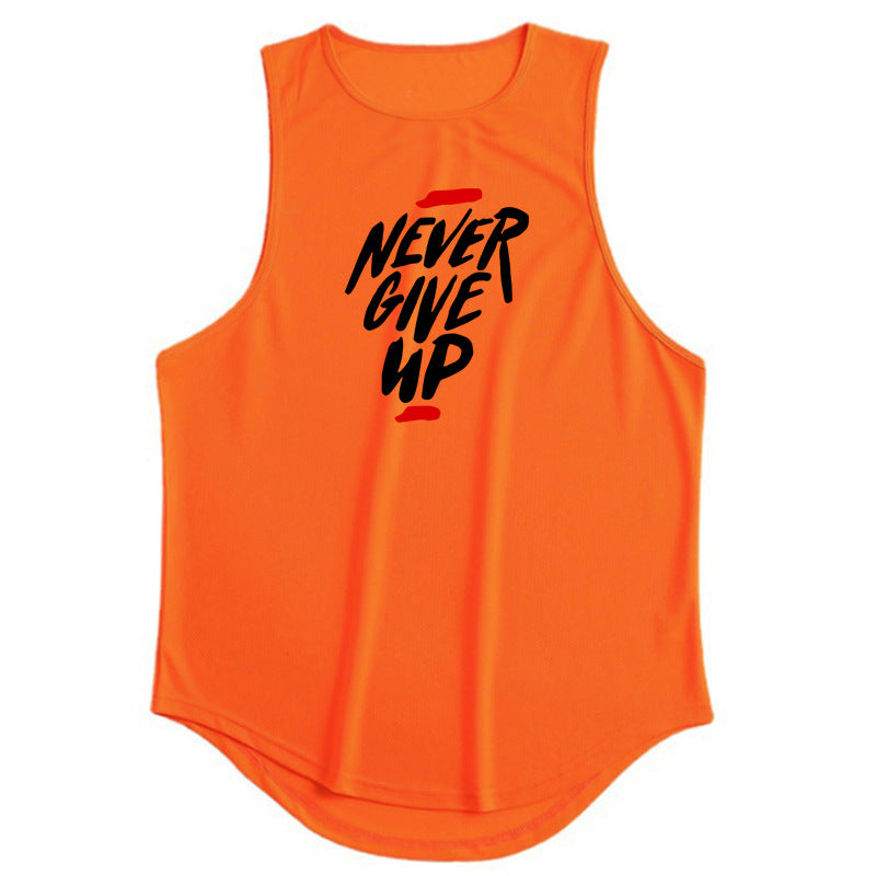 Men's summer workout vest with letter pattern in multiple colors, sports style acetate fiber fabric