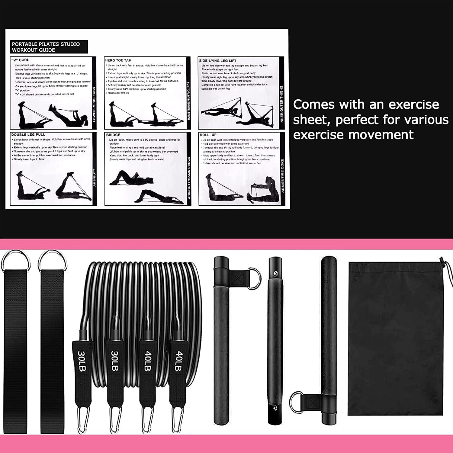 Yoga & Pilates Bar Set – Resistance Band Fitness Trainer