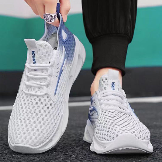 Men's Lace-up Sneakers Mesh Sports Shoes Fashion Hollow-sole Low Top