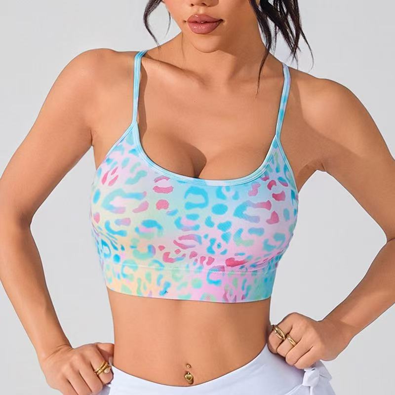 Women’s Summer Cross Thin‑Strap Floral Sports Bra – Breathable Daily Activewear