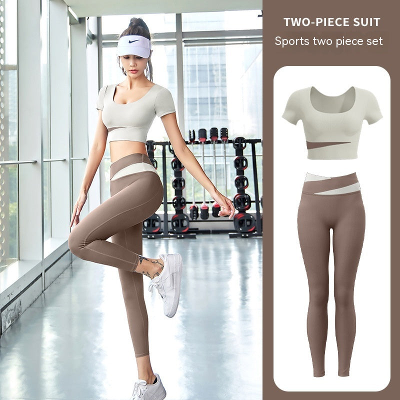 Women's One-piece Chest Pad Top Pants Workout Clothes Suit