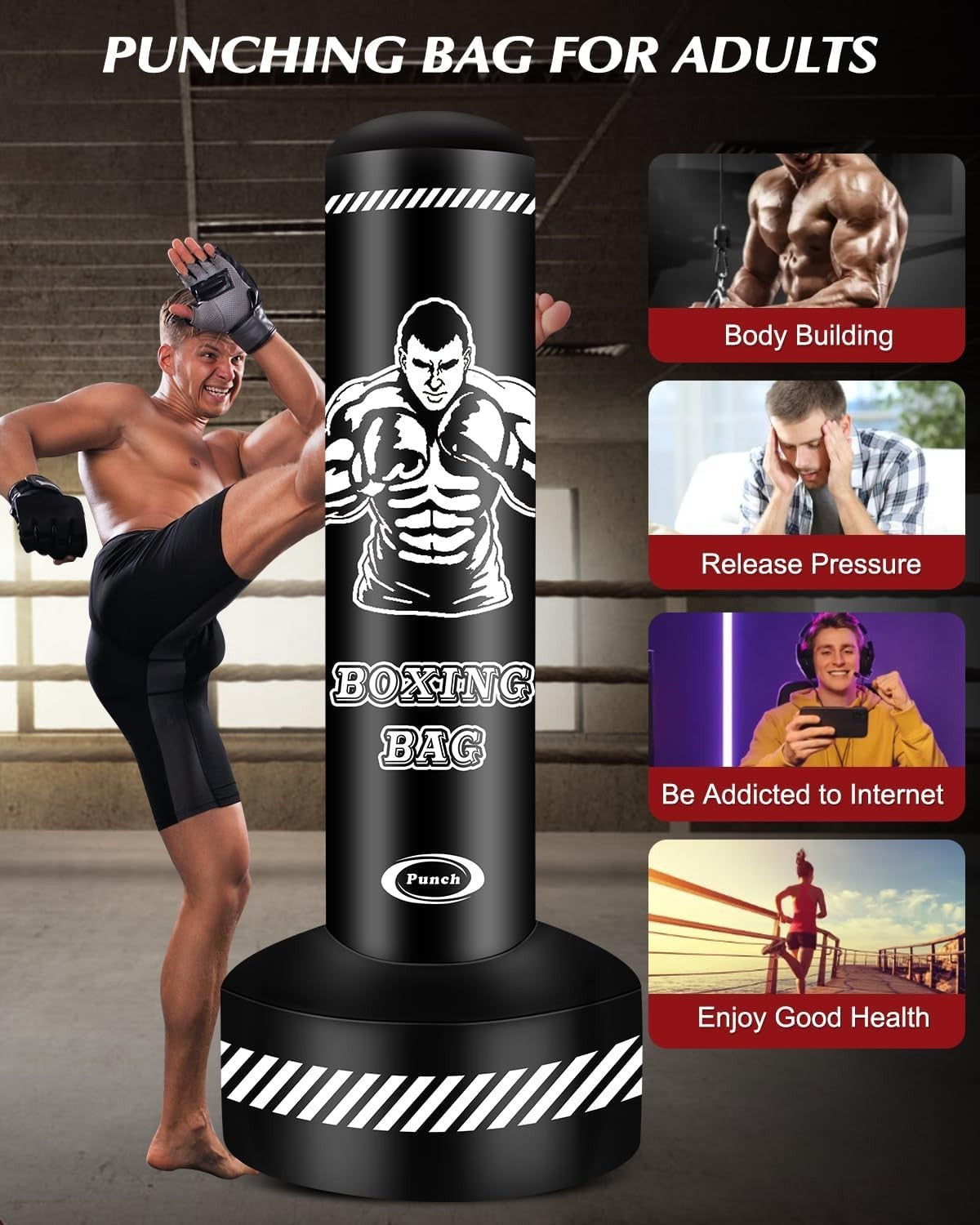 Heavy Punching Bag Boxing Free Standing Fitness MMA Fitness Training Equipment
