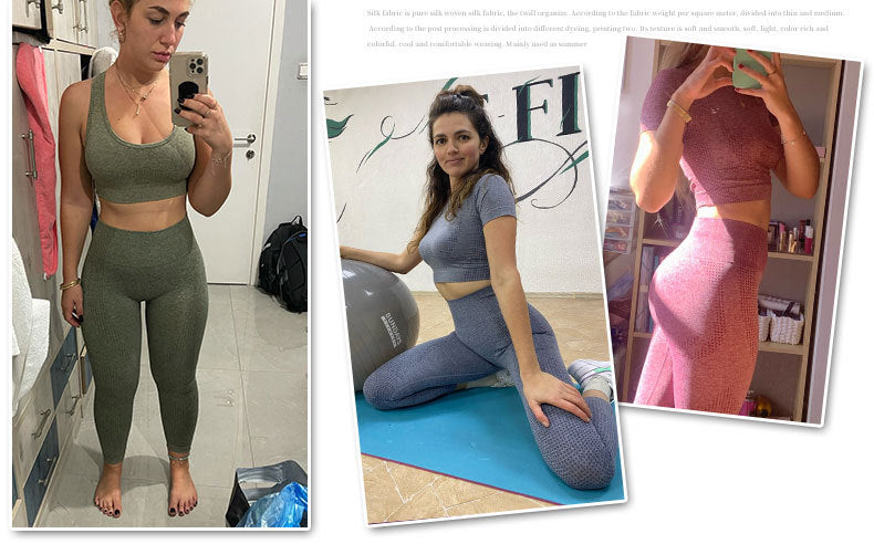 Women's seamless crop top and high-waist leggings set, product detail 1