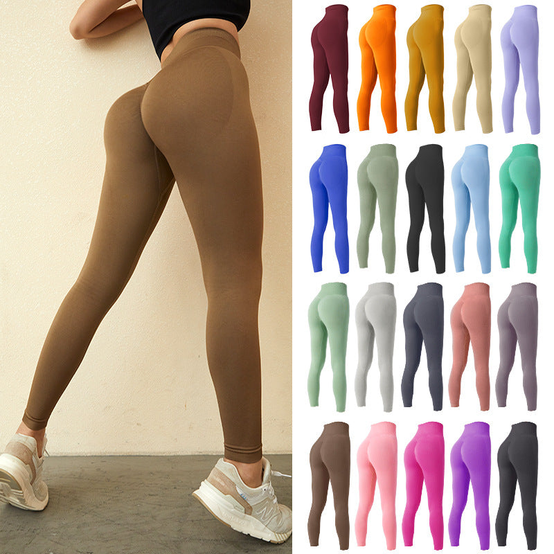 High-Waist Tummy Control Yoga Leggings in multiple colors-Stretchy Peach Lift Workout Pants | GearrUp