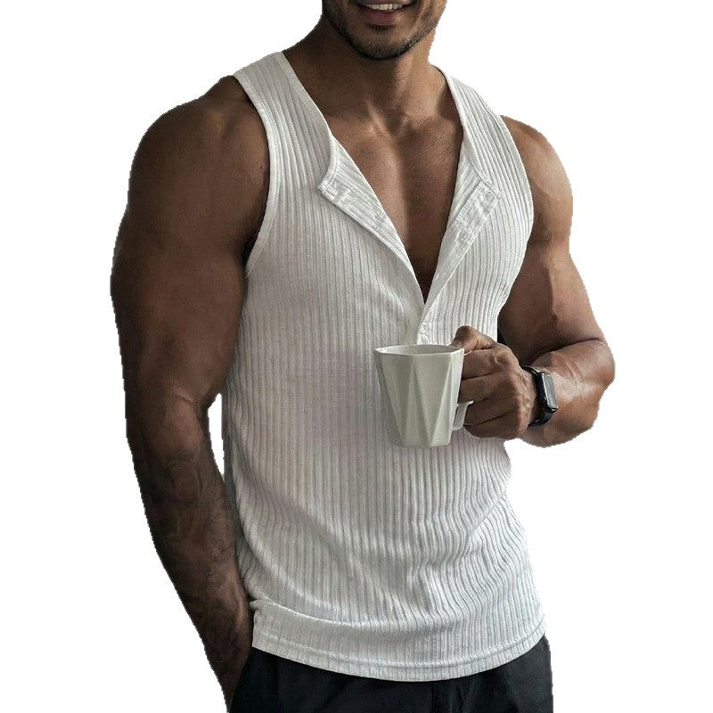 Premium Multi-Button Ribbed Fitness Shirt for Men - GearUp