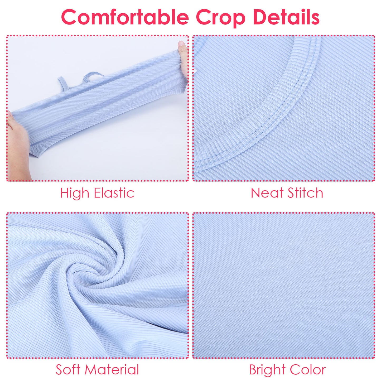 3 Pack Women Crop Basic Tank Top Ribbed Knit Sleeveless Round Neck 9 Color Machine Wash Summer Crop S To XL