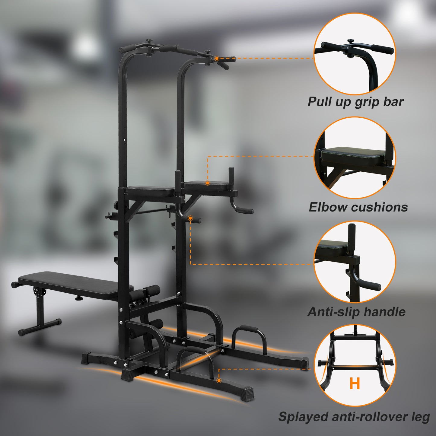 Power Tower with Bench – Heavy‑Duty Pull Up & Dip Station, Adjustable Multi‑Function Fitness Rack