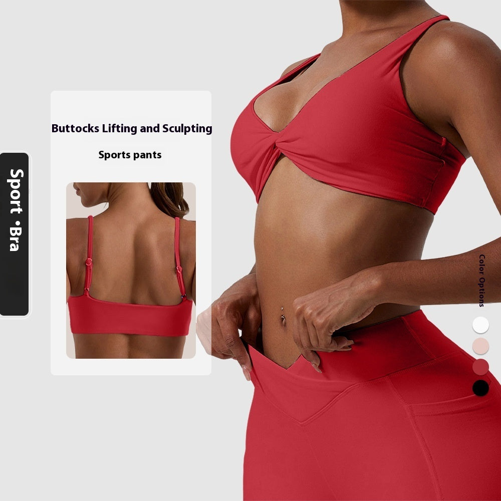 Women's Solid Color Cross Back Sports Bra