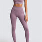 Dark Brown Solid Color Sports Bra and High Waist Leggings Active Set