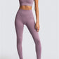 Dark Brown Solid Color Sports Bra and High Waist Leggings Active Set