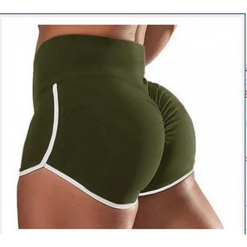 Plus size women's high waist solid hip lifting tight running workout shorts