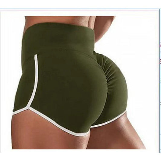 Plus size women's high waist solid hip lifting tight running workout shorts