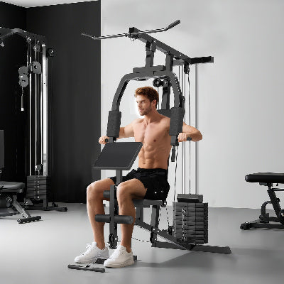 Premium Multifunction Home Gym System with 99-Lb Weight Stac