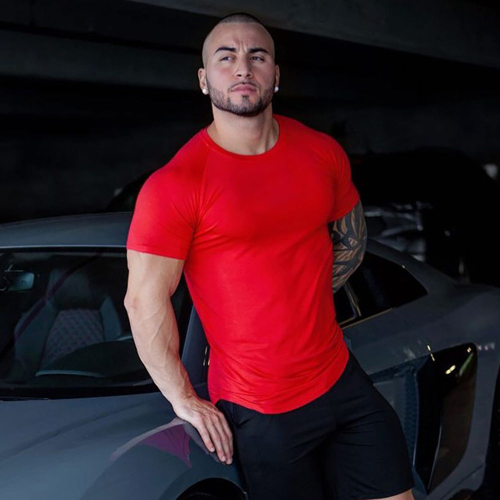 Men's sports and leisure running fitness workout cotton T-shirt in multiple colors and sizes
