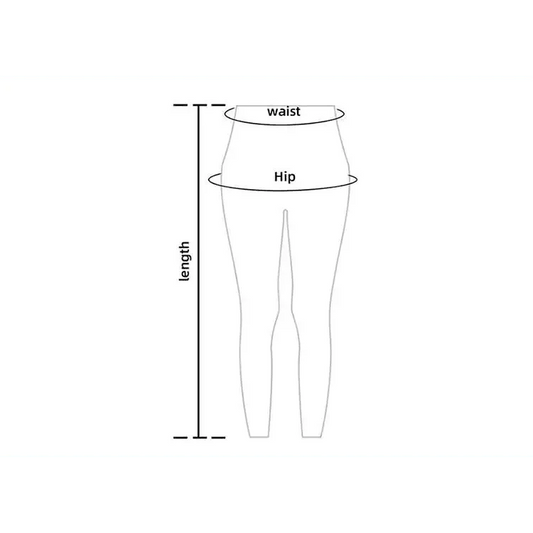 Sizing guide for SculptFit High-Waist Seamless Performance Leggings with measurements of waist, hip, and length.