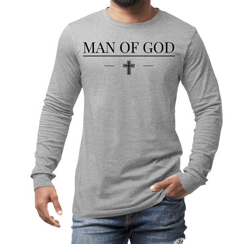 Mens Long Sleeve Graphic T-shirt Man of God Black Print