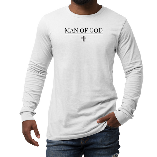 Mens Long Sleeve Graphic T-shirt Man of God Black Print