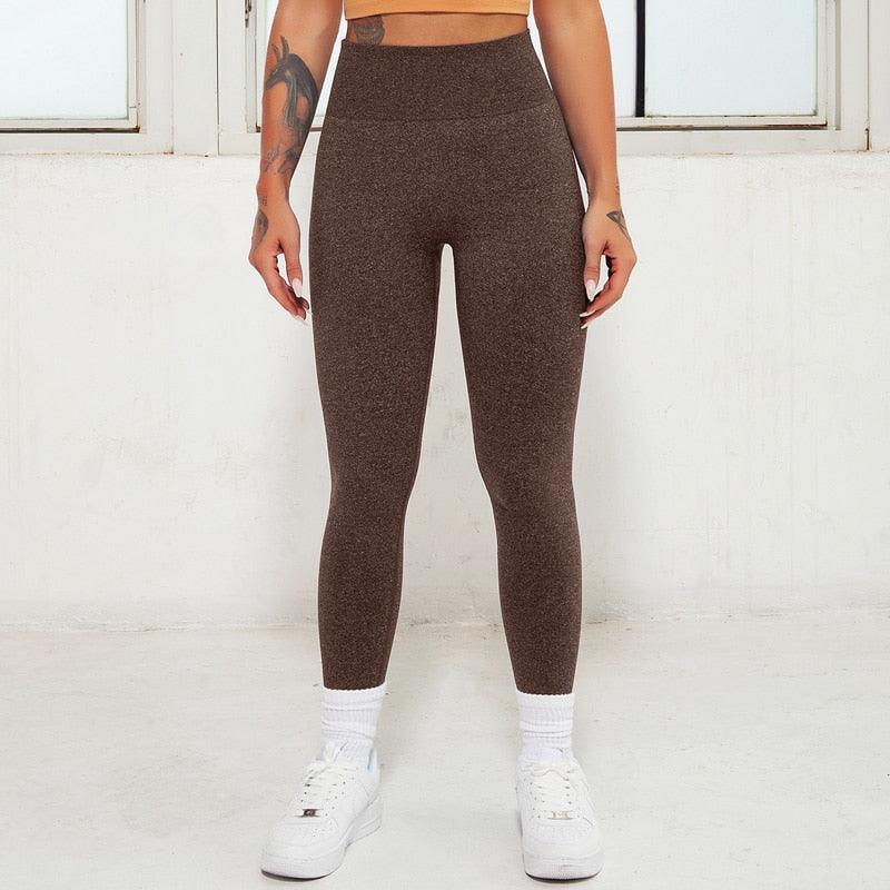 SculptFlex Seamless high-waist performance leggings in brown, designed for enhanced shape and comfort.