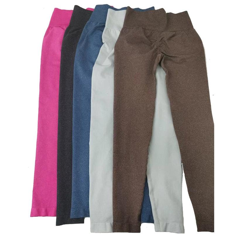 SculptFlex Seamless High-Waist Performance Leggings in various colors including pink, blue, gray, black, and brown.