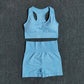 Women Seamless 2PCS Yoga Set Sports Bra High Waist Fitness Gym Shorts