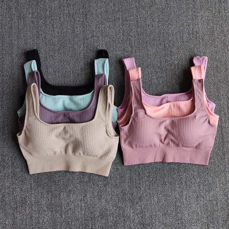 Yoga Bra Vital Seamless Sports Bra Medium Support Running Racerback