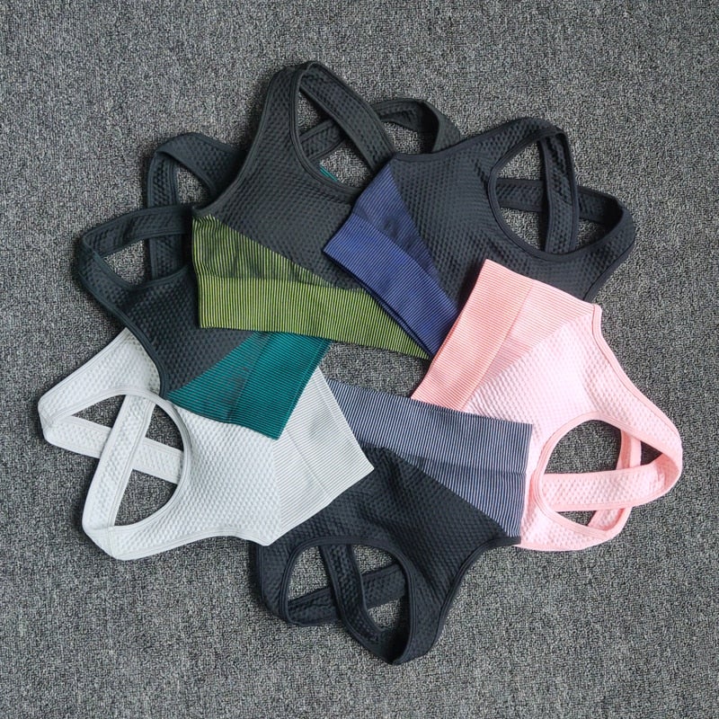 6 Colors Yoga Sport Bra Sexy Back Padded Cross Straps Top Shockproof