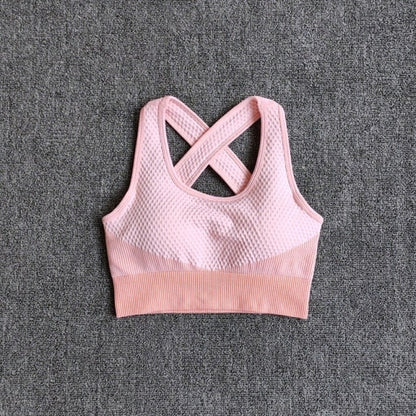 6 Colors Yoga Sport Bra Sexy Back Padded Cross Straps Top Shockproof