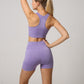 Women Seamless 2PCS Yoga Set Sports Bra High Waist Fitness Gym Shorts