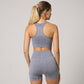Women Seamless 2PCS Yoga Set Sports Bra High Waist Fitness Gym Shorts