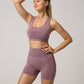 Women Seamless 2PCS Yoga Set Sports Bra High Waist Fitness Gym Shorts