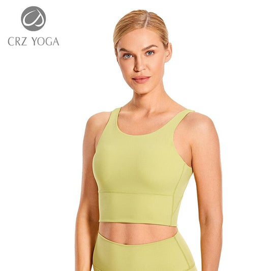 Women's High Neck Longline Sports Bra V-back Wirefree Workout Sexy