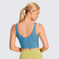 Women's High Neck Longline Sports Bra V-back Wirefree Workout Sexy