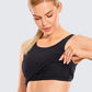Women's High Neck Longline Sports Bra V-back Wirefree Workout Sexy