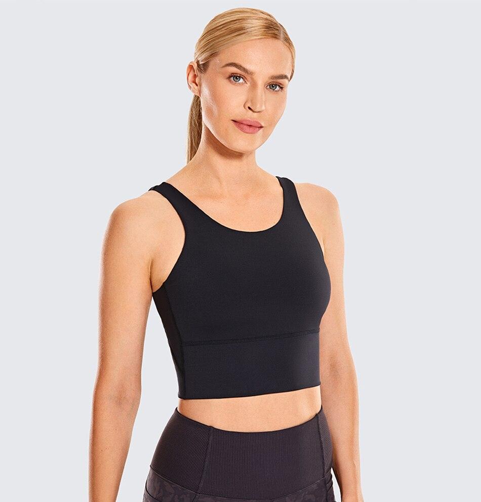 Women's High Neck Longline Sports Bra V-back Wirefree Workout Sexy