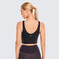 Women's High Neck Longline Sports Bra V-back Wirefree Workout Sexy