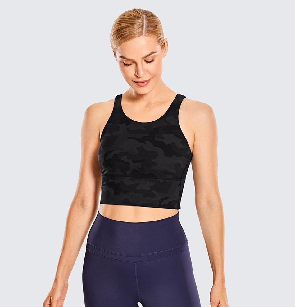 Women's High Neck Longline Sports Bra V-back Wirefree Workout Sexy