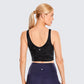 Women's High Neck Longline Sports Bra V-back Wirefree Workout Sexy