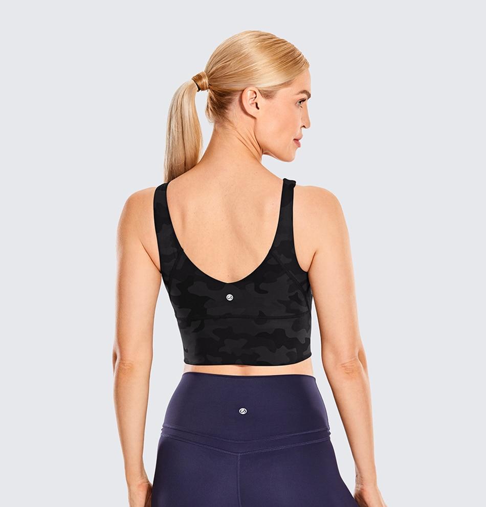 Women's High Neck Longline Sports Bra V-back Wirefree Workout Sexy